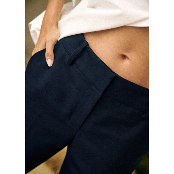 SéZane Gustavo Straight Leg Trousers Navy Blue - 6 - Picture 4 of 6